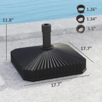 Outsunny Square Patio Umbrella Base Holder, Heavy Duty Outdoor Umbrella Stand Base, Filled Up to 42lbs with Sand or 33lbs with Water for Garden, Poolside, Black(m-3)