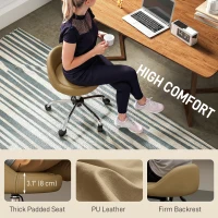 HOMCOM Salon Stool, Adjustable Rolling Stool, Light Brown(m-5)