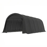 Outsunny 12' x 23.6' Heavy Duty Carport, UPF50+ Portable Garage Car Canopy Tent with Galvanized Frame, Large Door, Dark Gray(m-1)