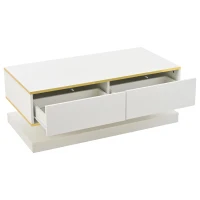 Space-Saving Coffee Table with Bottom-Slide Drawers, High-Gloss Centre Table for Living Room and Office, 39.5'' L x 19.5'' W x 15'' H, White(m-2)