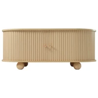 Wood Oval Coffee Table with Space-Saving Design, Stylish Center Table with Hidden Compartment, 39.5" L x 19.5" W x 15.5" H, Wood(m-10)