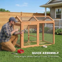 PawHut Wooden Chicken Run, Outdoor Chicken Coop with Perch and Dual Doors, Combinable Hen House Rabbit Hutch for Backyard(m-9)