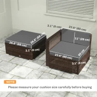 Outsunny Patio Furniture Cushions Water-Repellent Outdoor Loveseat Cushion Removable Covers 23.6" x 23.6", Grey(m-3)