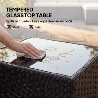 Outsunny 5 Piece Patio Furniture Set, L-Shape Wicker Outdoor Sectional with 3 Chairs, Ottoman, Glass Table, Cushions, Cream(m-7)