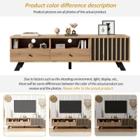 Modern Wood-Grain TV Stand for up to 65-Inch TVs, Sturdy TV Cabinet with Particleboard Construction, 59" L x 15" W x 17.5" H, Wood(m-5)