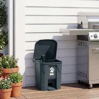 Outsunny Dog Poop Outdoor Garbage Bin, 8 Gal Pet Waste Garbage Can with Lid and Pedal, Waterproof Plastic Trash Can, Dark Grey(m-10)