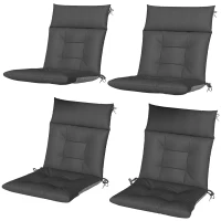 Outsunny Patio Chair Cushions Set of 4, Waterproof Non-Slip Lounge Chair Cushions, 44"x21", Dark Grey(m-2)
