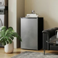 HOMCOM 2.1 Cu. Ft. Mini Freezer, Compact Upright Freezer with Reversible Door, Removable Shelf, Adjustable Temperature, Silver(m-8)