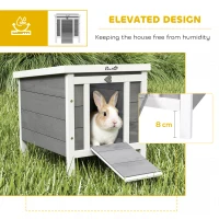 PawHut Wooden Rabbit Hutch Bunny Cage Outdoor Cat House Guinea Pig Cage Duck Shelter, Indoor Outdoor Use, 20"x16.5"x17", Grey(m-5)