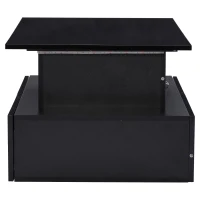 Sleek Lift-Up Coffee Table with LED Lighting and 4 Drawers, Durable Center Table for Living Room, 35.5" L x 21.5" W x 16.5" H, Black(m-14)
