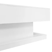 Lift-Top Coffee Table with Sliding Extendable Desktop, Sleek Multi‑Use Table with USB/App-Controlled Lights, 39.5" L x 19.5" W x 17.5" H, White(m-12)