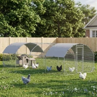 PawHut Large Metal Chicken Coop with Waterproof and Anti-UV Cover for Yard, Outdoor, Duck, Rabbit, 9.2' x 24.9' x 6.5'(m-12)