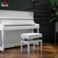 HOMCOM Adjustable Piano Bench with Storage and Soft PU Leather Padded, with Enough Music Storage Design, White(m-8)