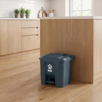 Outsunny Dog Poop Outdoor Garbage Bin, 8 Gal Pet Waste Garbage Can with Lid and Pedal, Waterproof Plastic Trash Can, Dark Grey(m-9)