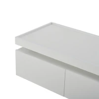 High-Gloss Coffee Table with App-Controlled LED Ambient Lighting, Functional Center Table for Living Room, 37.5" L x 17.5" W x 13.5" H, White(m-8)