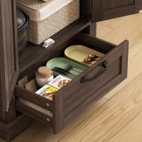 HOMCOM 71" Pantry Cabinet, Kitchen Storage Cabinet with Adjustable Shelves, Barn Doors and Drawer for Dining Room, Brown(m-9)