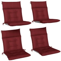 Outsunny Patio Chair Cushions Set of 4, Waterproof Non-Slip Lounge Chair Cushions, 44"x21", Wine Red(m-11)