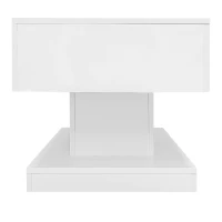Lift-Top Coffee Table with Sliding Extendable Desktop, Sleek Multi‑Use Table with USB/App-Controlled Lights, 39.5" L x 19.5" W x 17.5" H, White(m-15)