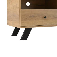Modern Wood-Grain TV Stand for up to 65-Inch TVs, Sturdy TV Cabinet with Particleboard Construction, 59" L x 15" W x 17.5" H, Wood(m-10)