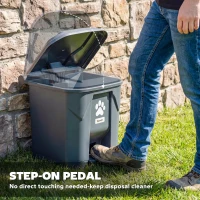 Outsunny Dog Poop Outdoor Garbage Bin, 8 Gal Pet Waste Garbage Can with Lid and Pedal, Waterproof Plastic Trash Can, Dark Grey(m-4)