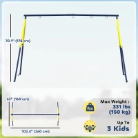 Qaba Kids Swing Set, Heavy Duty Metal 2 Seat Swing Stand Set with Ground Stakes, Supports 150 kg, Indoor Outdoor, Blue(m-3)