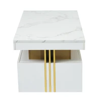 Minimalist Coffee Table with 2 Drawers and High-Gloss Finish, Multi-Use Side Table for Living Spaces, 39.5'' L x 19.5'' W x 15.5'' H, White(m-11)