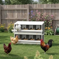 PawHut Chicken Nesting Box, 8 Compartment Wood Laying Boxes for Chicken Coop with Egg Collection Trays Perches for 16-32 Hens(m-9)