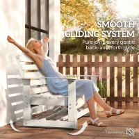 Outsunny Patio Glider Bench w/ HDPE Slatted Double Rocking Chair, Distressed White(m-4)
