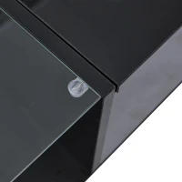 Lift-Up Coffee Table with App-Controlled LED Light and Half Glass Top, Modern Center Table for Living Room, 39.5" L x 19.5" W x 13" H, Black(m-12)