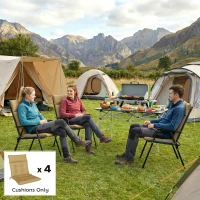 Outsunny Patio Chair Cushions Set of 4, Waterproof Non-Slip Lounge Chair Cushions, 44"x21", Khaki(m-10)