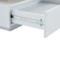 Square Rotating Coffee Table with Double-Layer Storage, Multi-Use Center Table for Living Area, 27.5'' L x 27.5'' W x 14'' H, White+Oak(m-10)