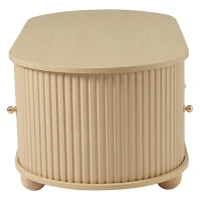 Wood Oval Coffee Table with Space-Saving Design, Stylish Center Table with Hidden Compartment, 39.5" L x 19.5" W x 15.5" H, Wood(m-9)