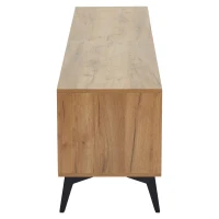 Modern TV Stand with 3 Doors and 3-Tier Open Shelving, Spacious TV Entertainment Center for Living Room, 70.5" L x 15.5" W x 19.5" H, Wood(m-14)