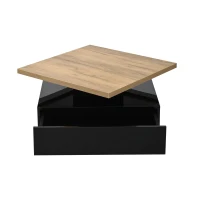 Square Rotating Coffee Table with 360° Rotating Tabletop, Durable Center Table for Livng or Reception Areas, 27.5'' L x 27.5'' W x 14'' H, Black(m-11)