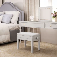 HOMCOM Adjustable Piano Bench with Storage and Soft PU Leather Padded, with Enough Music Storage Design, White(m-10)