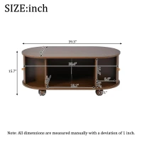 Wood Oval Coffee Table with Space-Saving Design, Stylish Center Table with Hidden Compartment, 39.5" L x 19.5" W x 15.5" H, Wood(m-3)
