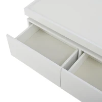 High-Gloss Coffee Table with App-Controlled LED Ambient Lighting, Functional Center Table for Living Room, 37.5" L x 17.5" W x 13.5" H, White(m-9)