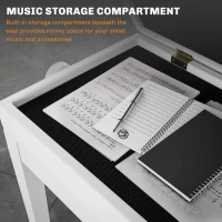 HOMCOM Adjustable Piano Bench with Storage and Soft PU Leather Padded, with Enough Music Storage Design, White(m-5)