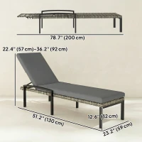 Outsunny Chaise Lounge Chairs Outdoor, Set of 2 Wicker Patio Lounge Chairs with 5-Level Adjustable Backrest, Cushion(m-3)