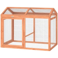 PawHut Wooden Chicken Run, Outdoor Chicken Coop with Perch and Dual Doors, Combinable Hen House Rabbit Hutch for Backyard(m-2)