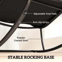 Outsunny Outdoor Rocking Chair, Oversized Rocking Patio Chair with 25" Extra Wide Mesh Seat and Cushion, Khaki(m-7)