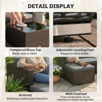 Outsunny 3 Pieces Patio Furniture Set with Cushions, Outdoor PE Rattan Wicker Conversation Corner Sofa Set, Dark Grey(m-6)