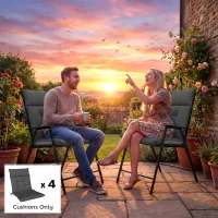 Outsunny Patio Chair Cushions Set of 4, Waterproof Non-Slip Lounge Chair Cushions, 44"x21", Dark Grey(m-9)