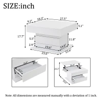 Rotating Lift-Top Coffee Table with Height-Adjustable Top, Space-Saving Side Table with Hidden Storage, 27.5'' L x 27.5'' W x 17.5'' H, White(m-3)