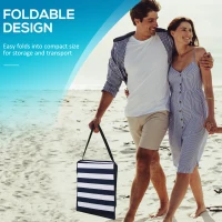 Outsunny Set of 2 Foldable Lounge Chairs with Carry Bag, Adjustable Backrest, Blue and White(m-6)