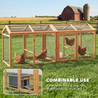 PawHut Wooden Chicken Run, Outdoor Chicken Coop with Perch and Dual Doors, Combinable Hen House Rabbit Hutch for Backyard(m-5)
