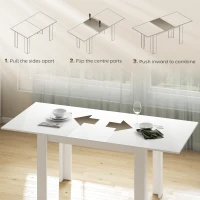 HOMCOM Modern Extendable Dining Table, 55.1 x 31.5 in, for 6-8 People, Expandable Dining Table for Kitchen, White(m-5)