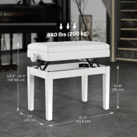 HOMCOM Adjustable Piano Bench with Storage and Soft PU Leather Padded, with Enough Music Storage Design, White(m-3)