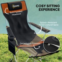 Outsunny Set of 2 Reclining Camping Chair with Foot Rest, Folding Camping Chair w/ Headrest, Cup Holder, Storage Bag, Orange(m-4)