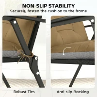 Outsunny Patio Chair Cushions Set of 4, Waterproof Non-Slip Lounge Chair Cushions, 44"x21", Khaki(m-6)